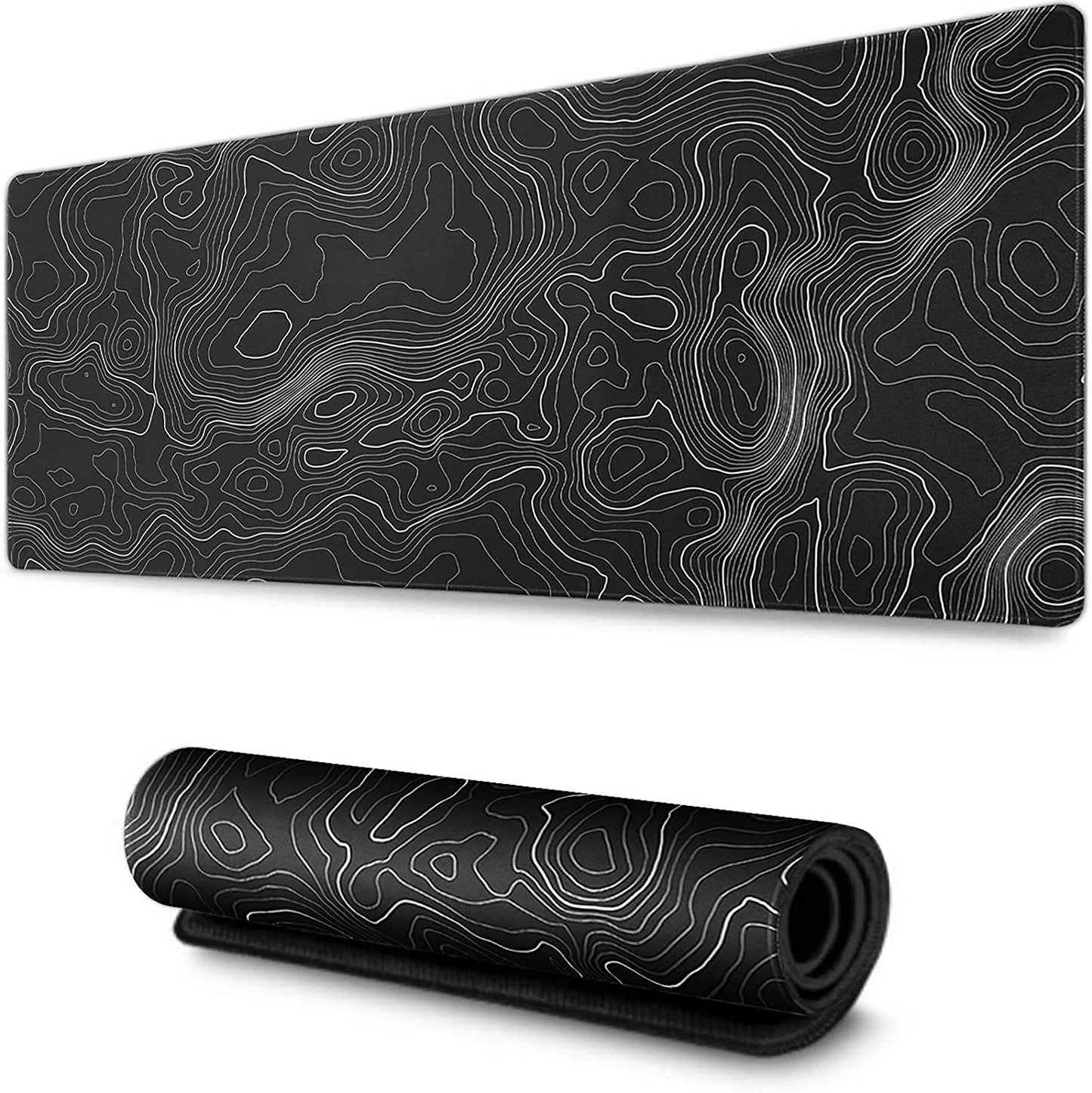 AQQA Large Mouse Pad Mat (35X17 In) Extended XXXL Gaming Mouse Pad with Non-Slip Rubber Base,Background Topographic Map Lines Contour Geographic for Gaming Office Laptop Computer Men Women