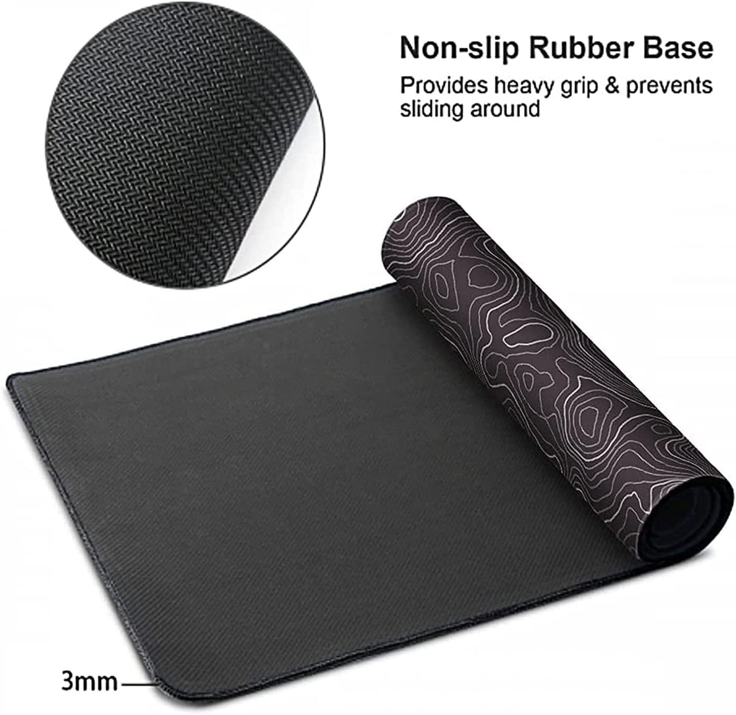 AQQA Large Mouse Pad Mat (35X17 In) Extended XXXL Gaming Mouse Pad with Non-Slip Rubber Base,Background Topographic Map Lines Contour Geographic for Gaming Office Laptop Computer Men Women