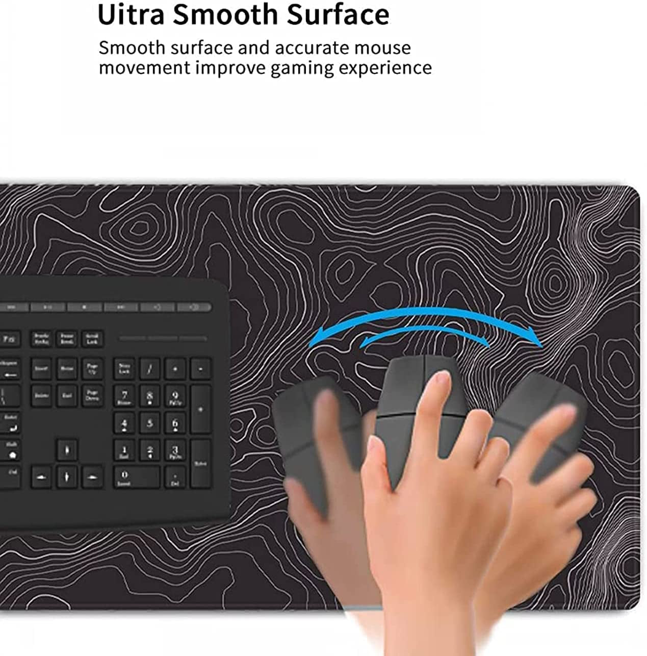 AQQA Large Mouse Pad Mat (35X17 In) Extended XXXL Gaming Mouse Pad with Non-Slip Rubber Base,Background Topographic Map Lines Contour Geographic for Gaming Office Laptop Computer Men Women