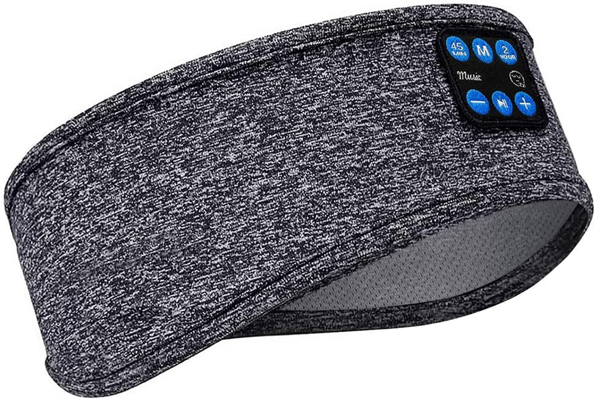 MIDOLA Sleep Headband White Noise Headphones Wireless Bluetooth Sports Built-In HD Stereo Speaker Side Sleepers Sleeping Running Yoga Workout Jogging Insomnia Travel Meditation Grey Version 2021-09