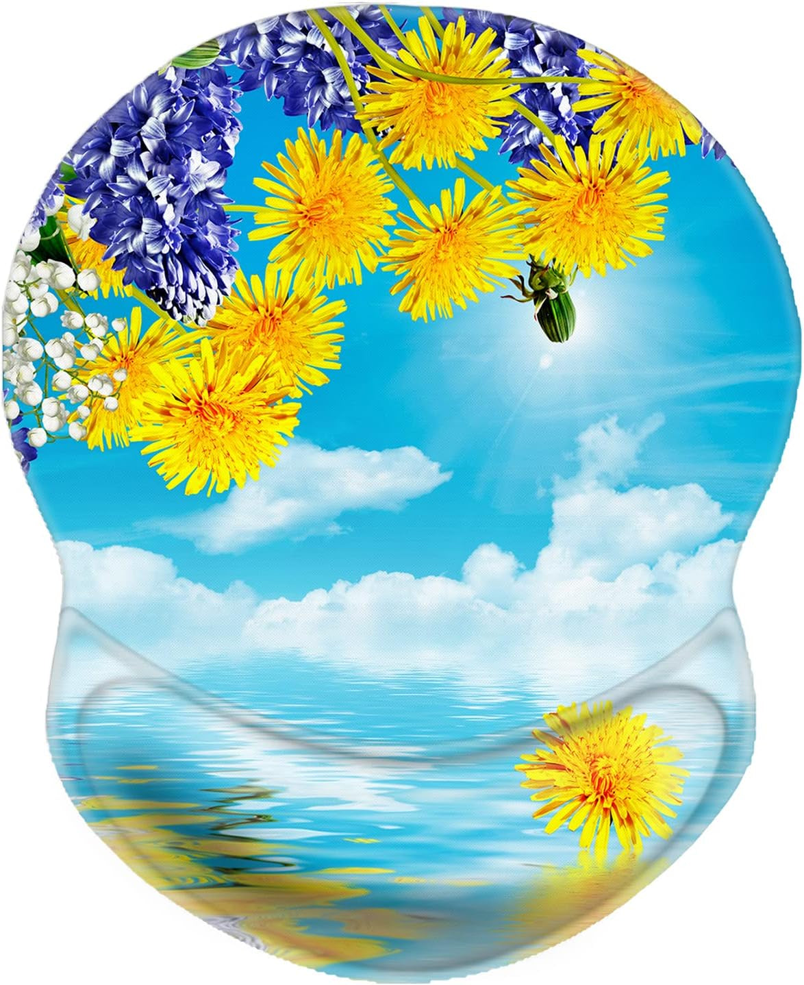 Boutilon Non-Slip Ergonomic Mouse Pad with Gel Wrist Rest Support, Gaming Mouse Pad 8.7 X 7.5 Inches Pad for Computer, Laptop, Home, Office (Polka Dots-Wrist)