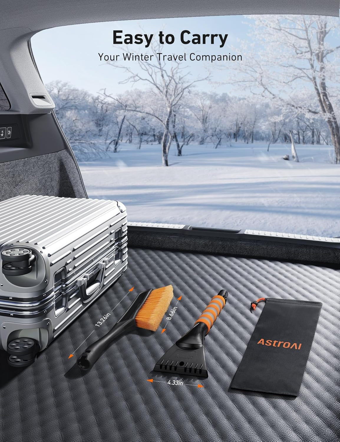 Astroai 27" Snow Brush and Ice Scrapers for Car Windshield, Detachable Snow Scrapers with Ergonomic Foam Grip for Cars, Trucks, Suvs (Heavy Duty ABS, PVC Brush, Orange)