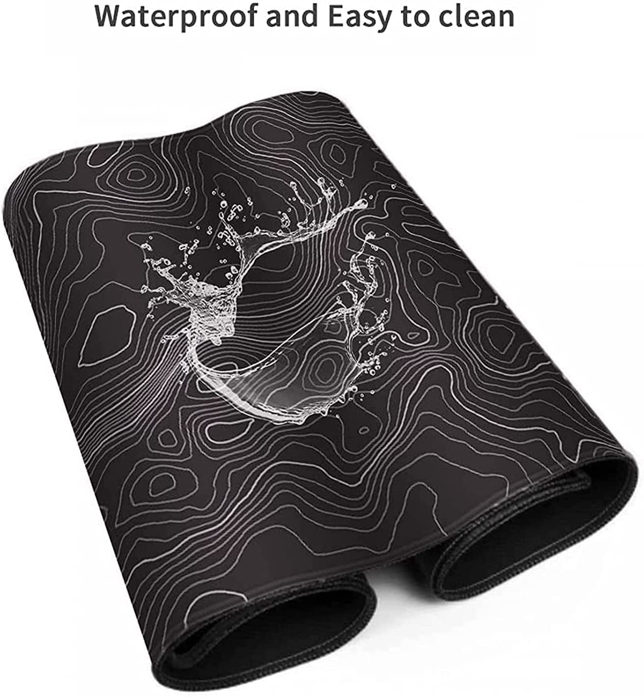 AQQA Large Mouse Pad Mat (35X17 In) Extended XXXL Gaming Mouse Pad with Non-Slip Rubber Base,Background Topographic Map Lines Contour Geographic for Gaming Office Laptop Computer Men Women