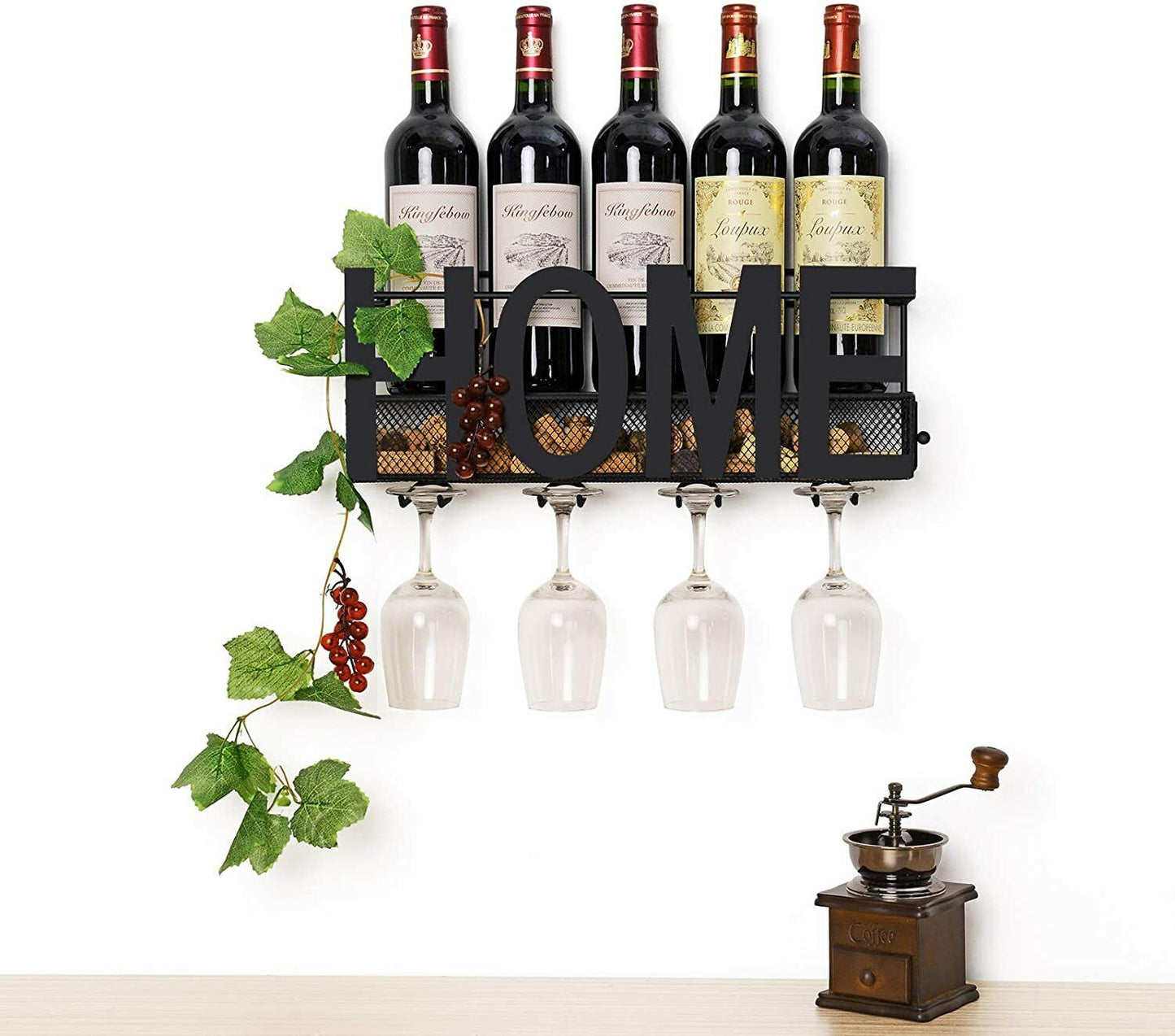 Soporte De Metal Para Botellas Y Copas De Vino De Soduku, Para Montar En La Pare