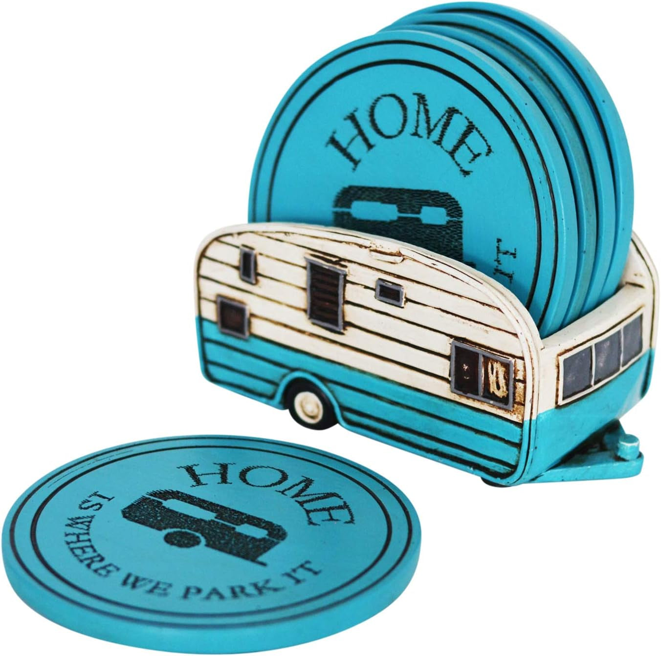 Pine Ridge Black Bear Coasters Set - 5 Rustic Home Decor Drink Coasters with Holder - Bear Shaped, Polyresin Material