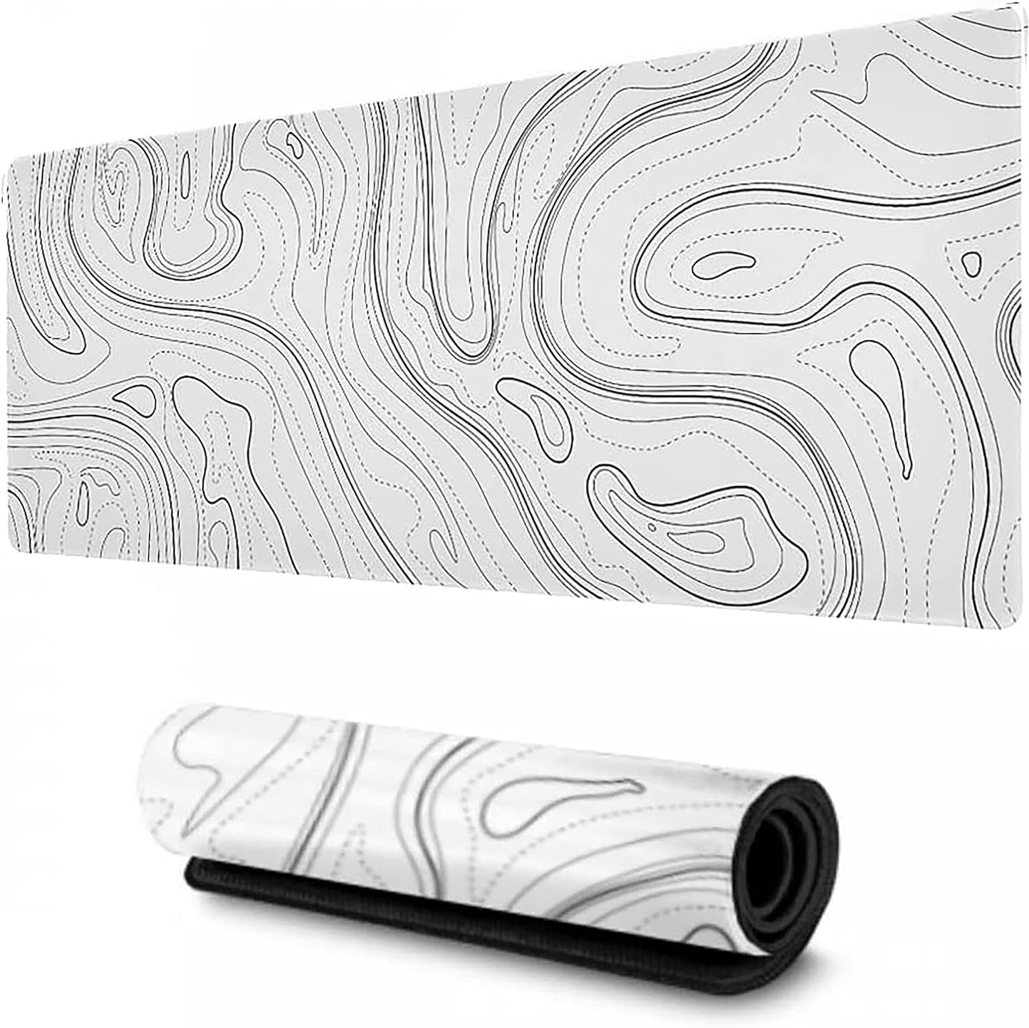 AQQA Large Mouse Pad Mat (35X17 In) Extended XXXL Gaming Mouse Pad with Non-Slip Rubber Base,Background Topographic Map Lines Contour Geographic for Gaming Office Laptop Computer Men Women