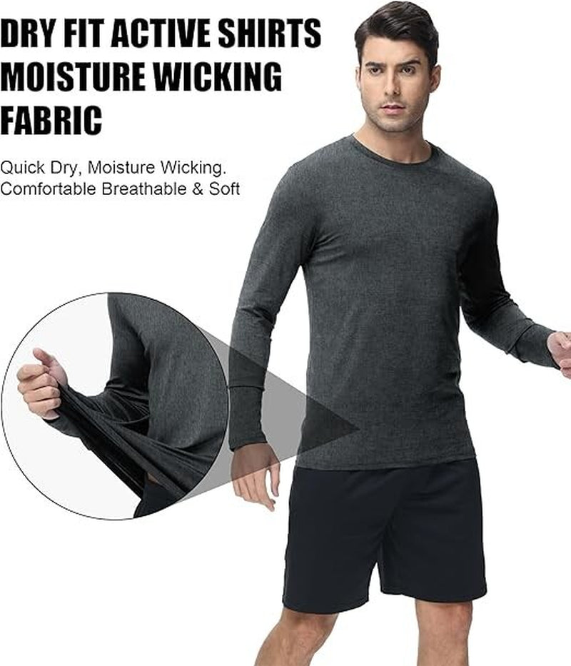 Paquete De 2/6 Camisas De Manga Larga Para Hombre, Ajuste Seco, Erupción UPF 50+