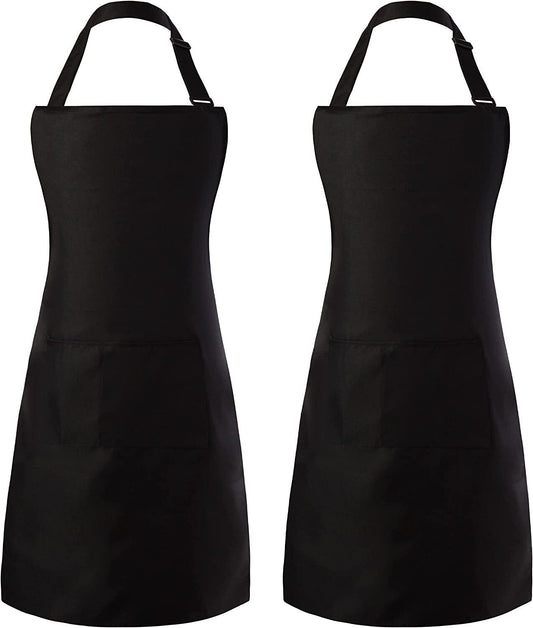 2 Pack Mandiles Contra El Agua Delantal Para Cocina Mujer Hombre Multiuso Negro